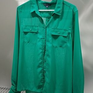 Long sleeve button down semi sheer top